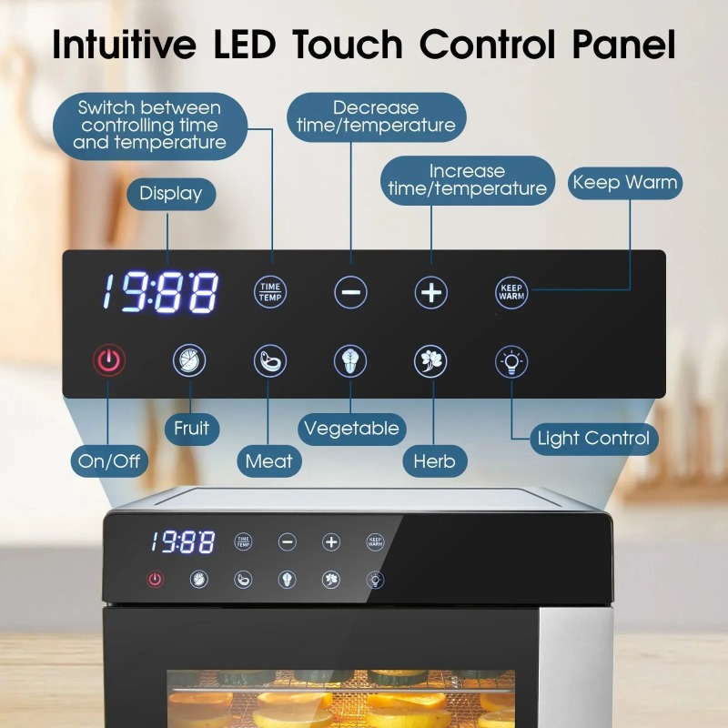 8 bandejas de aço inoxidável,  - Dehydrator Tray Electric avaliação e preço